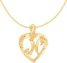 Load image into Gallery viewer, 10k Yellow Gold 24mm Personalized Alphabet Letter A - Z Initial Heart Pendant with optional Extendable Cable Chain Necklace
