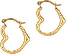 Load image into Gallery viewer, 10k Yellow Gold or White Gold 14mm Heart Hoop Earrings
