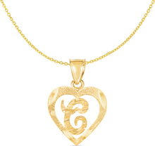 Load image into Gallery viewer, 10k Yellow Gold 19mm Personalized Alphabet Letter A - Z Initial Heart Pendant with optional Extendable Cable Chain Necklace
