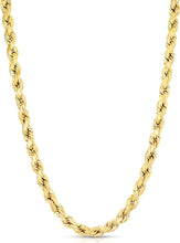 Load image into Gallery viewer, 10k Yellow Gold 7mm Diamond Cut Hollow Rope Chain Necklace
