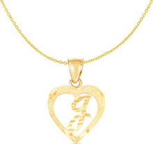Load image into Gallery viewer, 10k Yellow Gold 19mm Personalized Alphabet Letter A - Z Initial Heart Pendant with optional Extendable Cable Chain Necklace
