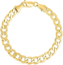 Load image into Gallery viewer, 10k Yellow Gold 9mm Hollow Cuban Curb Link Bracelet or Anklet, 8 Inch or 9 Inch
