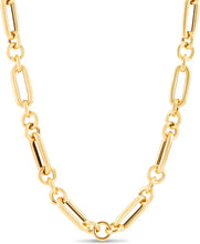 Load image into Gallery viewer, 14k Yellow Gold 8mm Lite Paperclip Figaro with Round Link Chain Necklace 18 Inch
