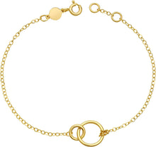 Load image into Gallery viewer, 14k Yellow Gold 10.4mm Interlocking Circles Charm Bracelet, Adjustable 6.5 Inch-7.5"
