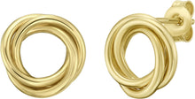 Load image into Gallery viewer, 14k Yellow Gold 11.3mm Interlocking Trinity Stud Earrings
