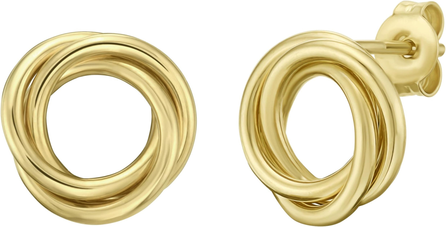 14k Yellow Gold 11.3mm Interlocking Trinity Stud Earrings