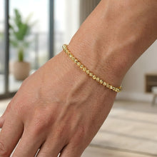 Load image into Gallery viewer, 14k Yellow Gold 2.2mm, 3mm or 4mm Diamond Cut Bead Link Bracelet, Adjustable 6.25" - 7.5 Inch
