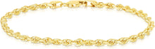Load image into Gallery viewer, 10k Yellow Gold 2.75mm Solid Rope Chain Diamond Cut Bracelet or Anklet

