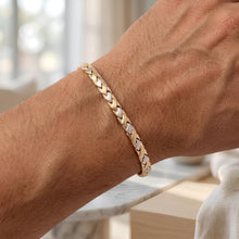 Load image into Gallery viewer, 14k Two-Tone Gold 3.5mm Satin Stampato Link Bracelet, 7.25 Inch
