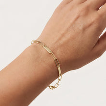 Load image into Gallery viewer, 14k Yellow Gold 3.5mm Paperclip Bar Link Bracelet, 7 Inch
