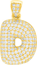 Load image into Gallery viewer, 10k Yellow Gold 0.7&quot; Pave CZ Personalized Bubble Alphabet Letter A - Z Initial Charm Pendant with optional Chain Necklace
