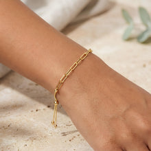 Load image into Gallery viewer, 14k Yellow Gold 3.2mm Paperclip Bolo Link Friendship Bracelet, Adjustable 9.25 Inch
