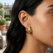 Load image into Gallery viewer, 925 Sterling Silver or 14k Gold over Silver 21.7mm Scalloped Hoop Earrings
