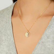 Load image into Gallery viewer, Italian .06cttw Diamond 14k Yellow Gold Coin Charm Pendant Necklace, 18 Inch
