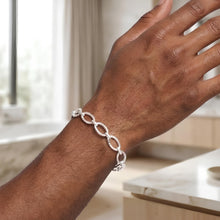 Load image into Gallery viewer, 14k White Gold 8.6mm Textured Oval Link Bracelet, 7.25 Inch
