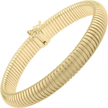 Load image into Gallery viewer, 14k Yellow Gold 5.5mm or 9mm Ribbed Tubogas Bangle Bracelet
