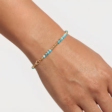 Load image into Gallery viewer, 14k Yellow Gold 3mm Turquoise Alternating Beaded Link Bracelet, 7 Inch
