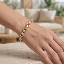 Load image into Gallery viewer, 14k Two-Tone Gold 9mm Fancy French Cable Link Bracelet, 7.75 Inch
