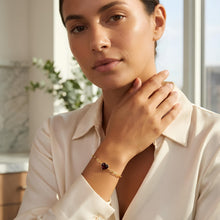 Load image into Gallery viewer, Floreo 14k Yellow Gold Paperclip Chain Heart Gemstone Bracelet 7 Inch
