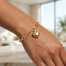 Load image into Gallery viewer, 14k Yellow Gold Oversized Charm Lock 5mm Rolo Link Bracelet, 7 Inch
