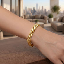Load image into Gallery viewer, 14k Yellow Gold 9.5mm Brick Watch Band Panther Link Bracelet
