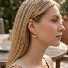 Load image into Gallery viewer, 10k Yellow Gold 18.8mm Ribbed Shrimp Hoop Earrings

