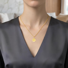 Load image into Gallery viewer, Italian 14k Yellow Gold 15mm Jewish Star of David, Magen David (Hebrew), Chai Life Medallion Charm Pendant with Optional Necklace,  16-17-18 Inch
