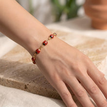 Load image into Gallery viewer, 14k Yellow Gold 5mm Ladybug Enamel Link Bracelet, 7 Inch

