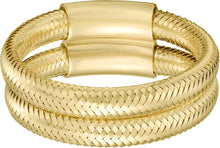 Load image into Gallery viewer, Italian 14k Yellow Gold Double Row Stretchable Mesh Ring
