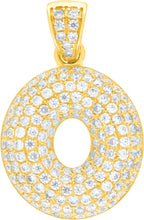 Load image into Gallery viewer, 10k Yellow Gold 0.5&quot; Pave CZ Personalized Bubble Alphabet Letter A - Z Initial Charm Pendant with optional Chain Necklace
