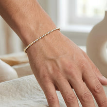 Load image into Gallery viewer, Italian 14k Two-Tone Gold 2.1mm Alternating Bead Link Bracelet, 7 Inch
