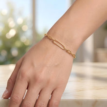 Load image into Gallery viewer, 14k Yellow Gold 6.4mm Paperclip Bar 2mm Link Bracelet, 7 Inch
