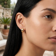 Load image into Gallery viewer, 14k Yellow Gold Triple Row C-Hoop Earrings
