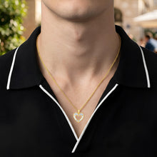 Load image into Gallery viewer, Italian 14k Two-Tone Gold 17.5mm Reversible Radiant Open Heart Charm Pendant with Optional Necklace,  16-18 Inch
