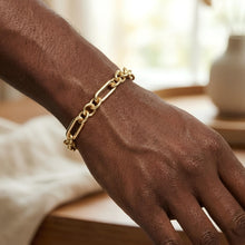 Load image into Gallery viewer, 14k Yellow Gold 8mm Lite Paperclip Figaro with Round Link Chain Bracelet 7.5 Inch
