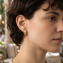 Load image into Gallery viewer, 925 Sterling Silver or 14k Gold over Silver 15mm Graduated Sculpted Hoop Earrings
