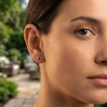 Load image into Gallery viewer, 14k Yellow Gold 5mm Round Birthstone Stud Earrings (Garnet, Amethyst, Aquamarine, White Topaz, Emerald, Moonstone, Ruby, Peridot, Blue Sapphire, Pink Sapphire, Citrine, Sky Blue Topaz)

