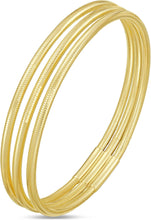 Load image into Gallery viewer, Italian 14k Yellow Gold 8.7mm Triple Row Stretch Mesh Slip-On Bracelet
