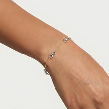 Load image into Gallery viewer, 14k Two-Tone Gold 6mm Infinity Station Charm Link Bracelet, 7.5 Inch
