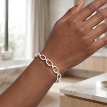 Load image into Gallery viewer, 14k White Gold 8.6mm Textured Oval Link Bracelet, 7.25 Inch
