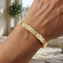 Load image into Gallery viewer, 14k Yellow Gold 6.5mm Clover Flower Tile Bracelet, 7 Inch
