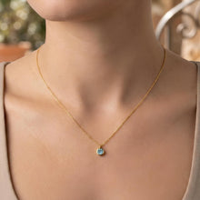 Load image into Gallery viewer, 14k Yellow Gold 4mm Birthstone Charm Pendant Chain Necklace, 16"-18" (Garnet Amethyst Aquamarine White Topaz Emerald Moonstone Ruby Peridot Blue Sapphire Pink Sapphire Citrine Sky Blue Topaz)
