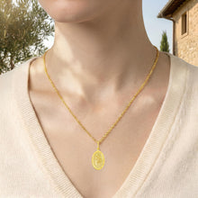 Load image into Gallery viewer, Italian 14k Yellow Gold 20.5mm Saint St. Christopher San Cristóbal Protect Us Medallion Religious Charm Pendant with Optional Necklace,  16-18 Inch
