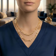Load image into Gallery viewer, 14k Yellow Gold Three and One Figaro Oval Link Chain Necklace, 18 Inch
