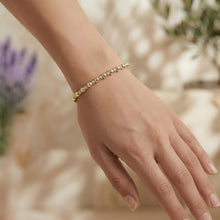 Load image into Gallery viewer, 14k Two-Tone Gold 3mm Alternating Smooth &amp; Faceted Bead Link Bracelet, Adjustable 7" - 8 Inch

