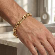 Load image into Gallery viewer, 14k Yellow Gold 9.3mm Lite Paperclip Figaro with Oval Link Chain Bracelet 7.5 Inch
