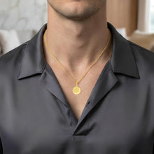 Load image into Gallery viewer, Italian 14k Yellow Gold 15mm Jewish Star of David, Magen David (Hebrew), Chai Life Medallion Charm Pendant with Optional Necklace,  16-17-18 Inch

