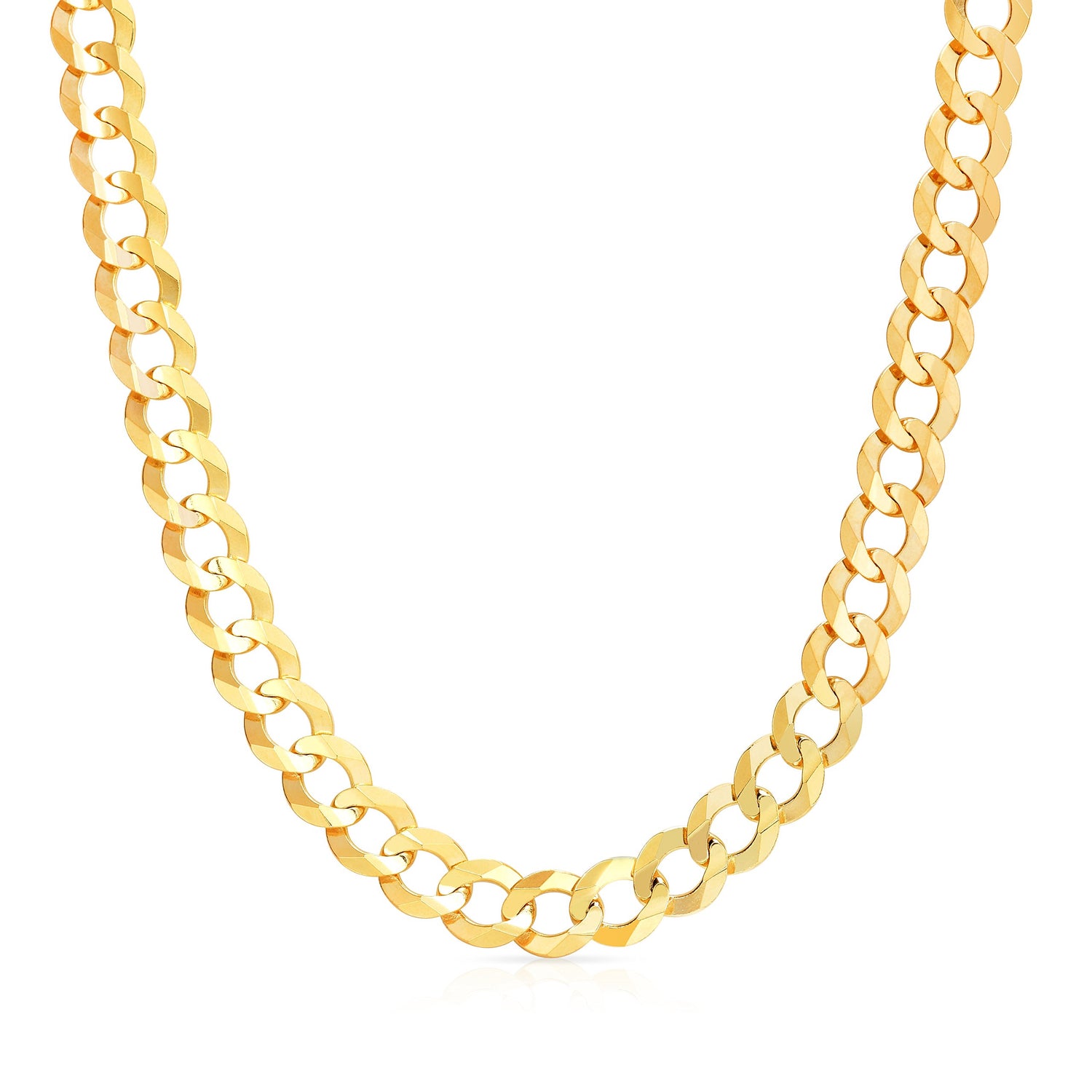10k Yellow Gold 11.5mm Solid Curb Cuban Link Chain Necklace