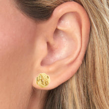 Load image into Gallery viewer, 10k Yellow Gold 10mm Textured &amp; Polished Love Knot Stud Earrings

