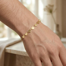 Load image into Gallery viewer, 14k Yellow Gold 5mm Mirror Heart Link Bracelet, 7 Inch
